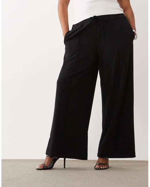 Vila Curve Black Pintuck Wide Leg Trousers