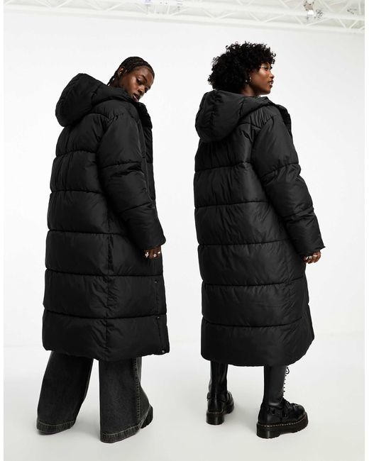 Collusion Black Unisex – maxi-pufferjacke