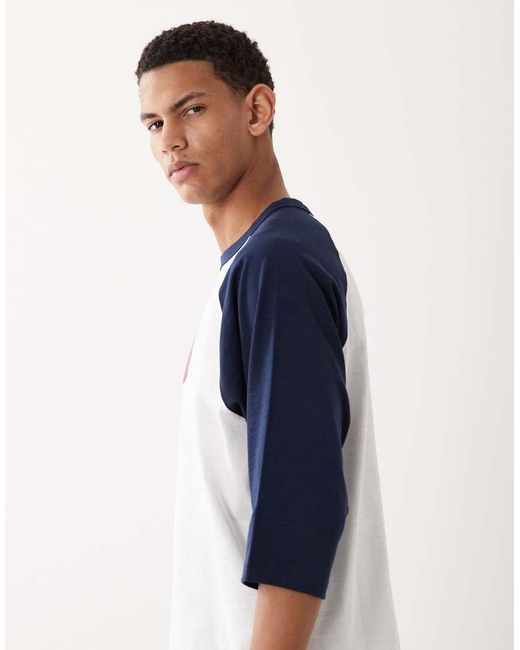 Nike Blue Club Central Logo 3/4 Raglan Sleeve And Navy for men