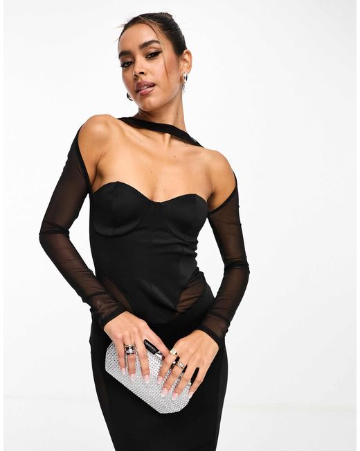 knee length dresses for ladies Wrenley Mesh Corset Top • Shop American Threads Women's Trendy Online Boutique Black / S main image 1