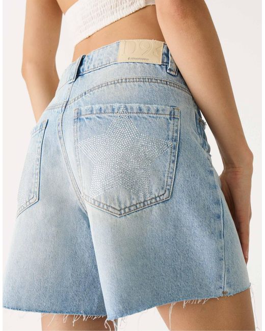 Stradivarius Blue – d93 – longline-jeansshorts