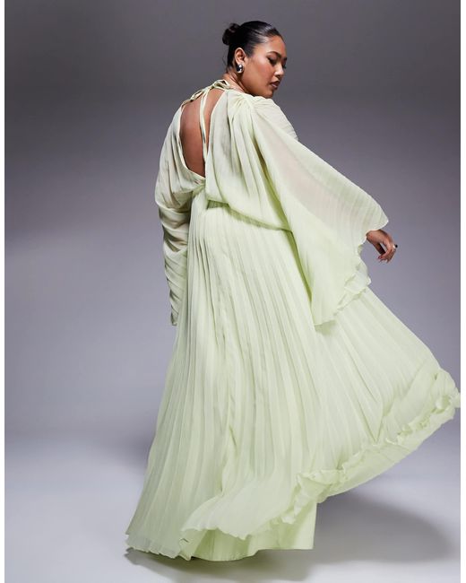 ASOS Green Asos design curve – plissiertes maxikleid aus chiffon