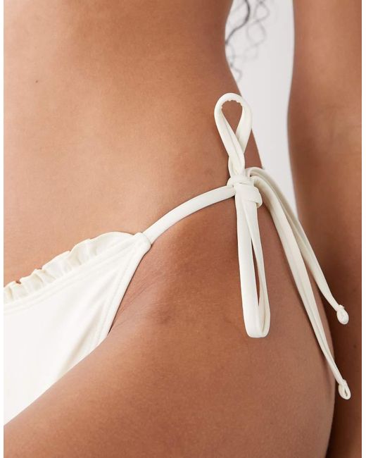 Reclaimed Vintage White Tie Side Bikini Bottom With Frill
