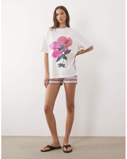 ASOS Multicolor Oversized T-Shirt With Fiji Flower Graphic