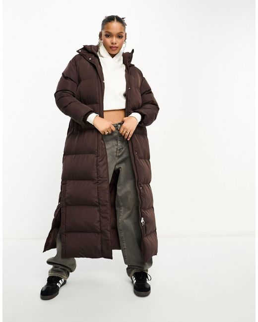 Superdry Brown Maxi Hooded Puffer Coat