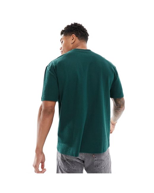 ASOS Green Relaxed Fit Seersucker T-shirt for men