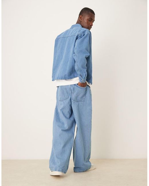 Jeans Super Larghi A Righe di ASOS in Blue da Uomo