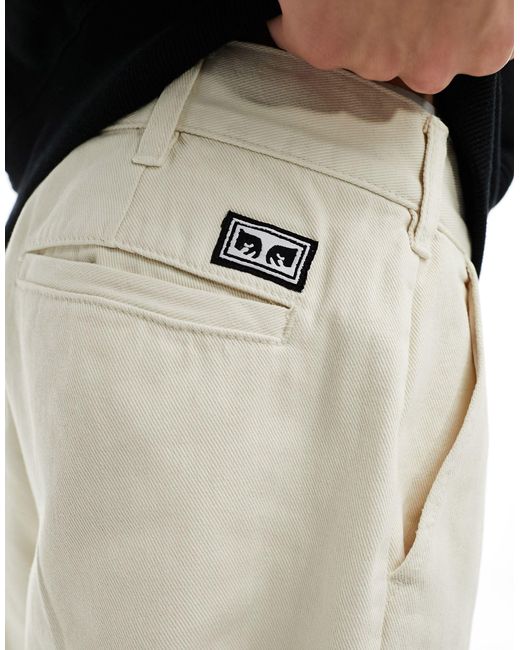 Obey White Unbleached Straight Carpenter Trouser for men