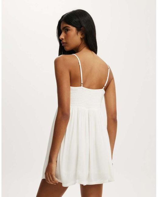 Cotton On White Sara Babydoll Mini Dress