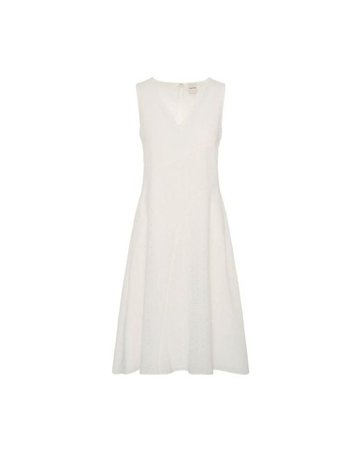 Calvin Klein White Broderie Anglaise V-Neck Dress
