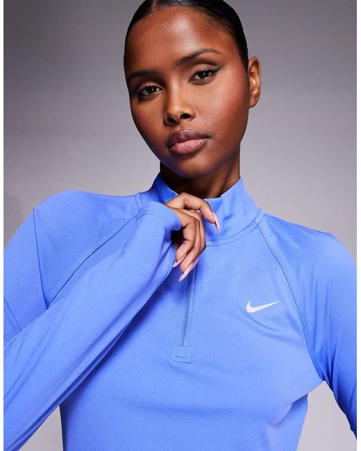 Nike Blue Tempo Dri-fit Half Zip Long Sleeve T-shirt