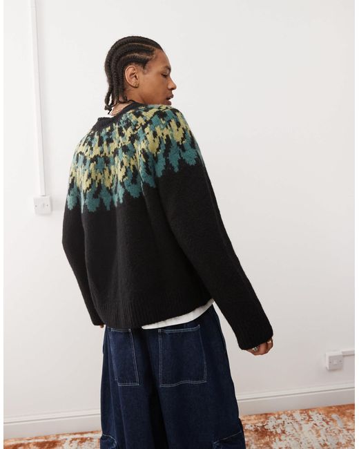Weekday – momo – oversize-norwegerpullover aus wollmix in Blue für Herren