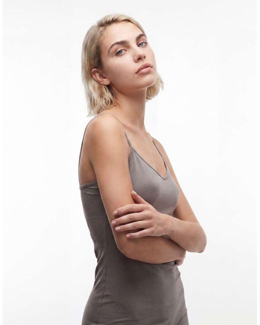 Weekday Natural V Neck Cami Mini Dress