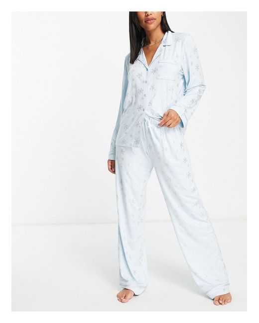 Loungeable Foil Snowflake Pyjamas in White | Lyst