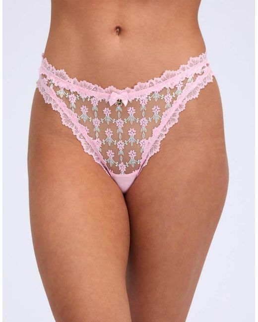 Boux Avenue Orange Rosa Embroidered Thongs Classic Flattering Floral Knickers