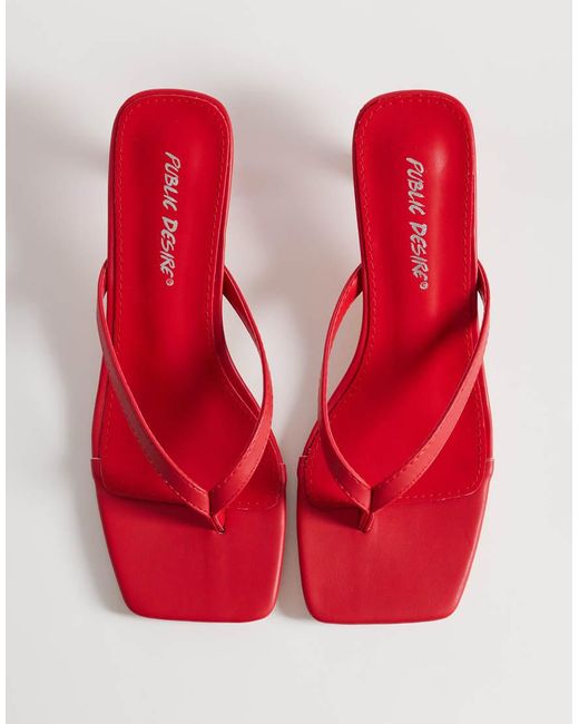 Public Desire Red Everlast Kitten Heel Flip Flop Sandals