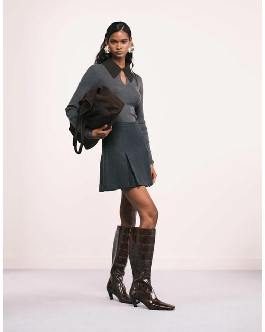 ASOS Black – premium – verstärkte tragetasche aus wildleder