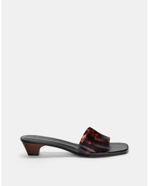 Pull&Bear White Vinyl Heeled Mule Sandals