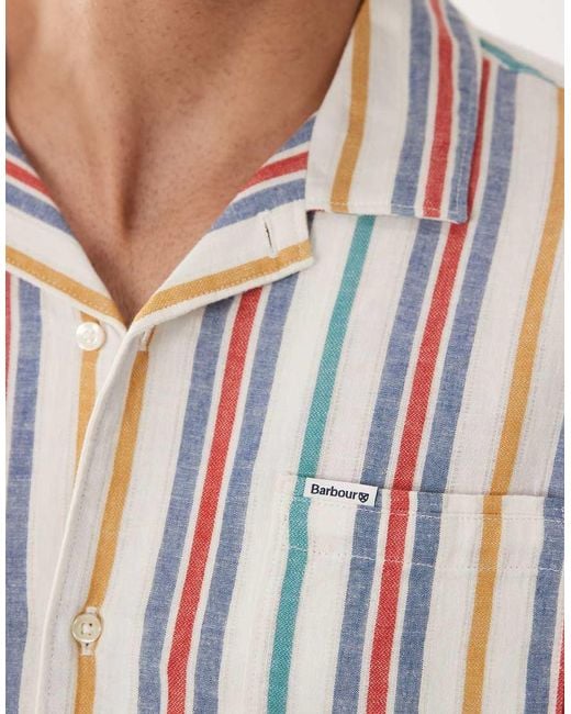 Barbour White Waterbay Short Sleeve Summer Stripe Shirt for men