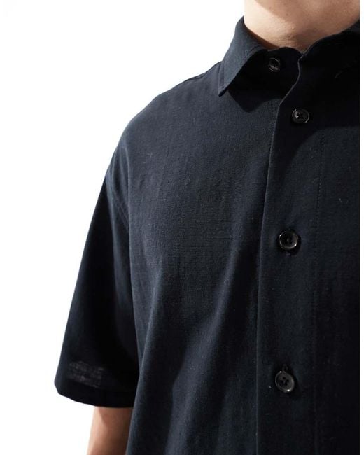 ASOS Blue Boxy Oversized Shirt With Back Print for men