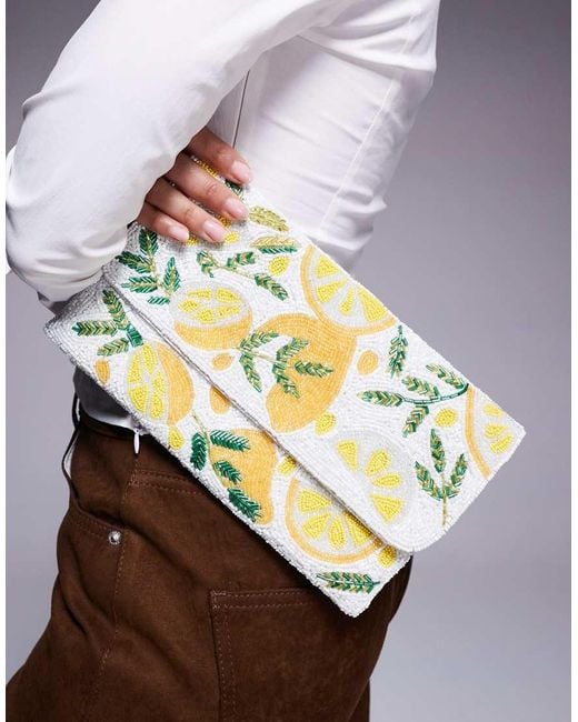 True Decadence Clutch Tas Met Kralen in het Gray