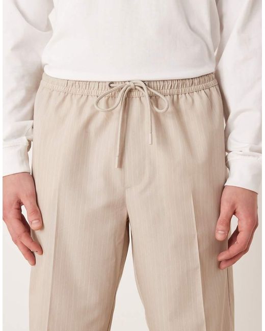 ASOS Natural Smart Regular Fit Stripe Pants for men