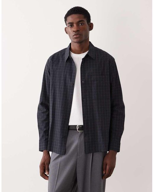 ASOS Blue Relaxed Plaid Shirt for men