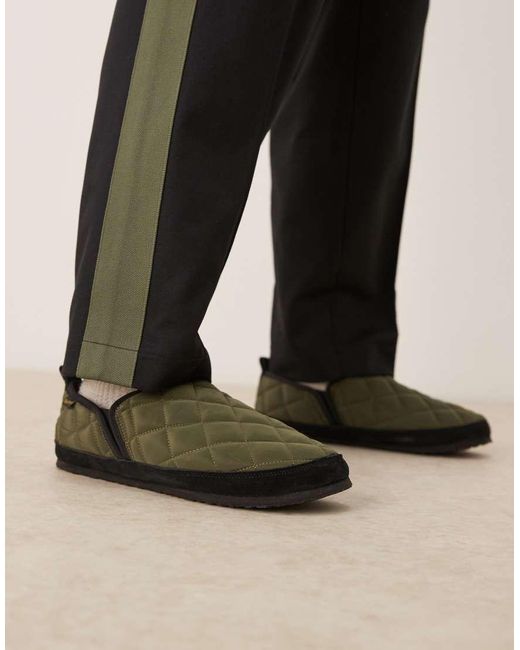 Barbour Black Hall Quilted Slippers for men