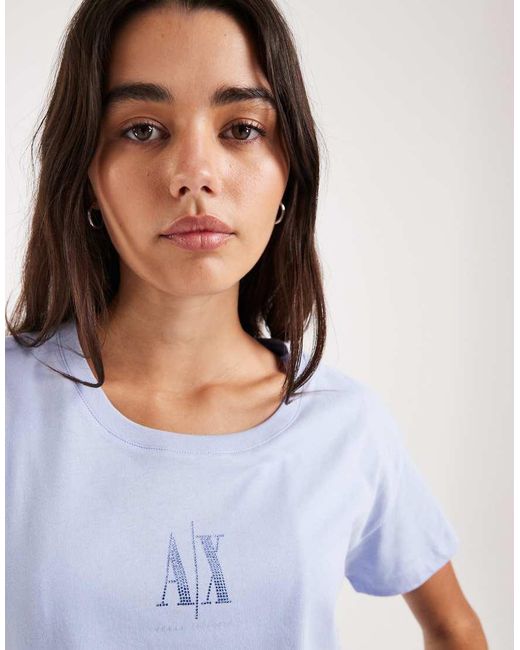 ARMANI EXCHANGE Blue Central Logo T-Shirt