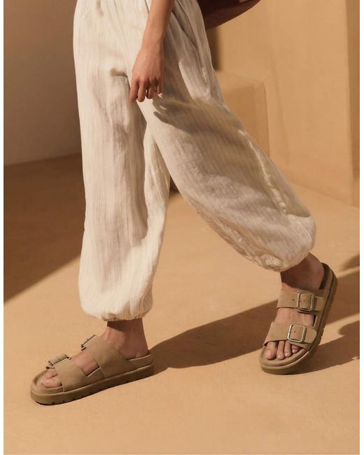 Oysho White Platform Buckle Sandals