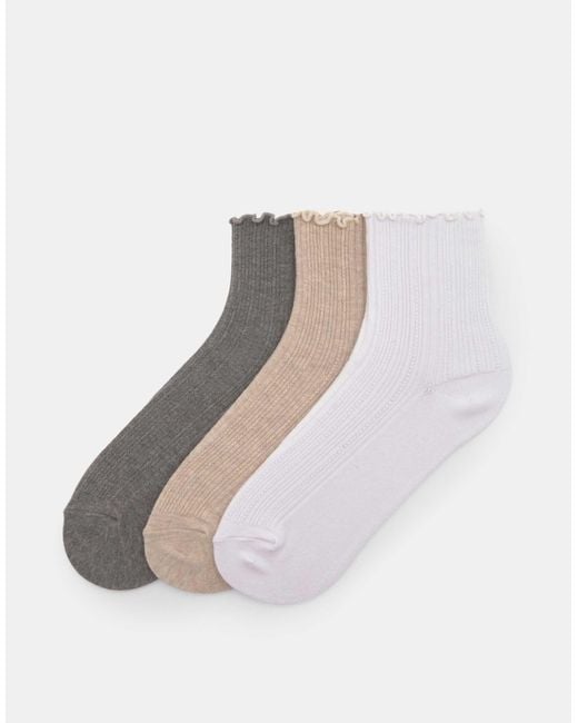 Pull&Bear White – 3 paar socken