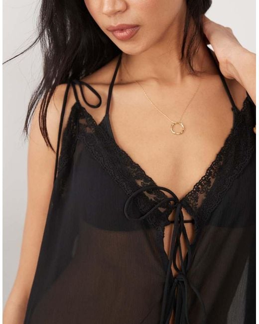 Miss Selfridge Black Beach Chiffon Balloon Hem Jumpsuit