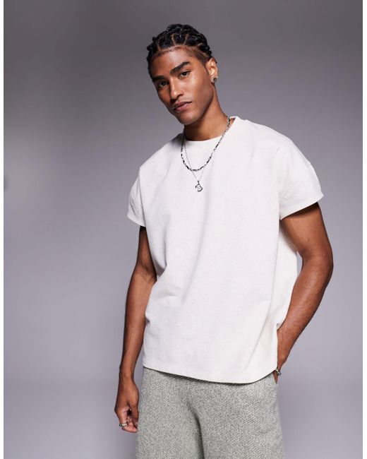 ASOS – strukturiertes, kastiges oversize-t-shirt in White für Herren