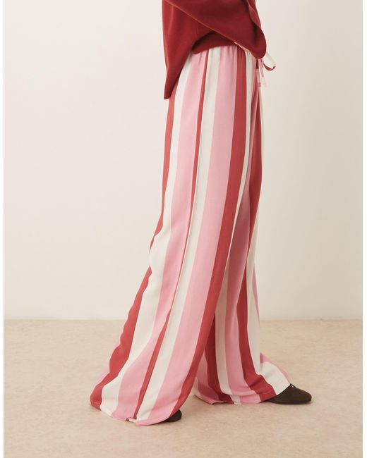 ASOS Pink Linen Blend Pull On Trouser