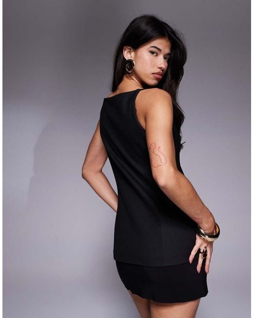 River Island Blue Square Neck Waistcoat