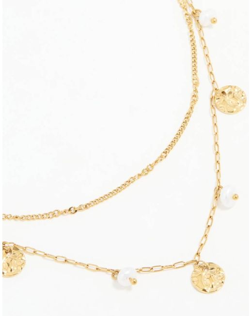 Lovisa White Waterproof Plated Stainless Steel Pearl & Coin Layered Necklace