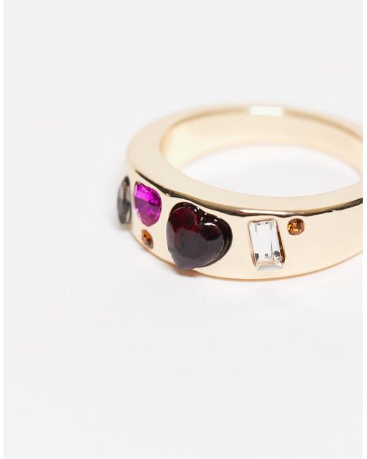 ASOS White Ring With Heart Sparkly Crystals