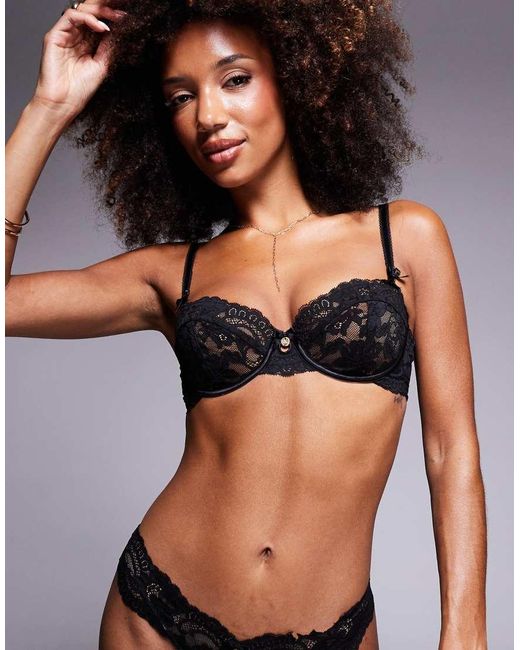 Boux Avenue Black Moulded Lace Plunge Bra