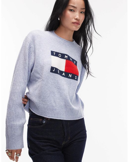 Pull à logo drapeau - bleu clair Tommy Hilfiger en coloris Blue