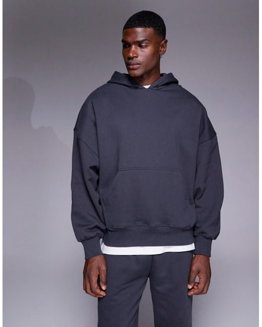 ASOS Men's Blue Premium Heavyweight Oversized Hoodie