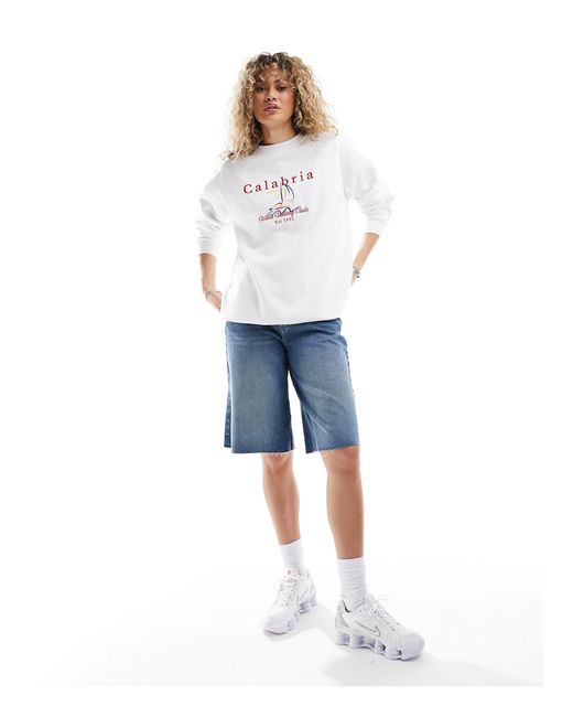 Daisy Street White – oversize-sweatshirt mit "calabria"-stickerei