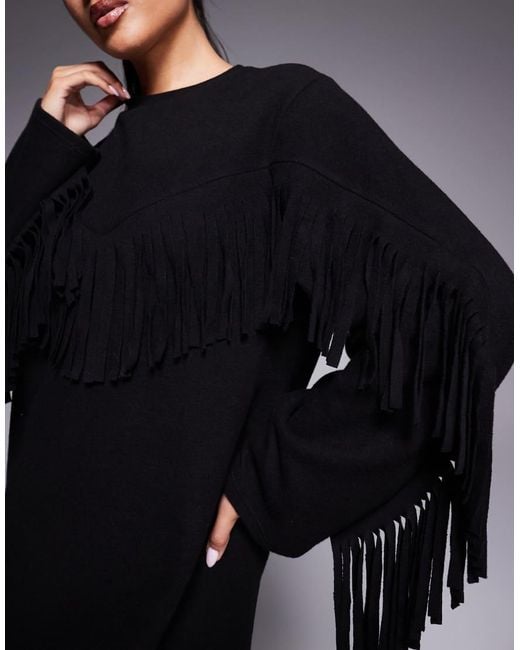 ASOS Blue Supersoft Fringe Detail Mini Dress