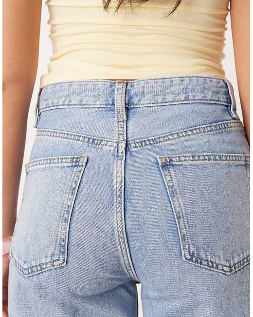 Mango Blue Pleat Front Turn Up Jean