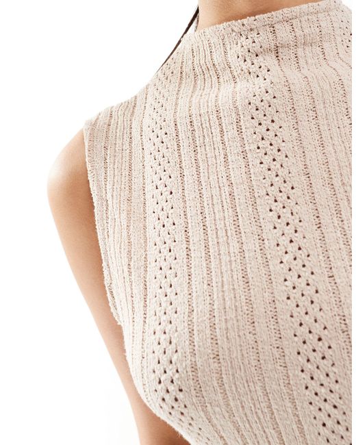 NA-KD Pink Crochet Midi Dress