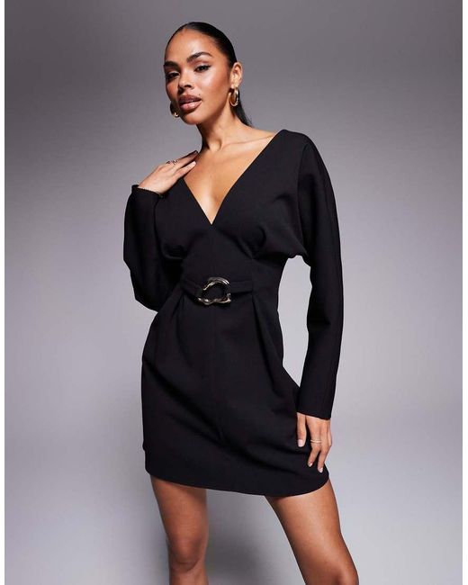 ASOS Black Cocoon Sleeve Mini Dress With Hardware