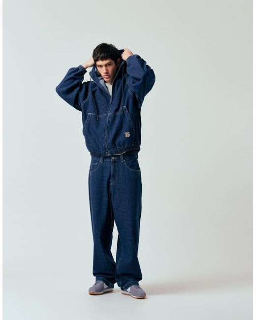 ASOS Blue Oversized Denim Hoodie for men