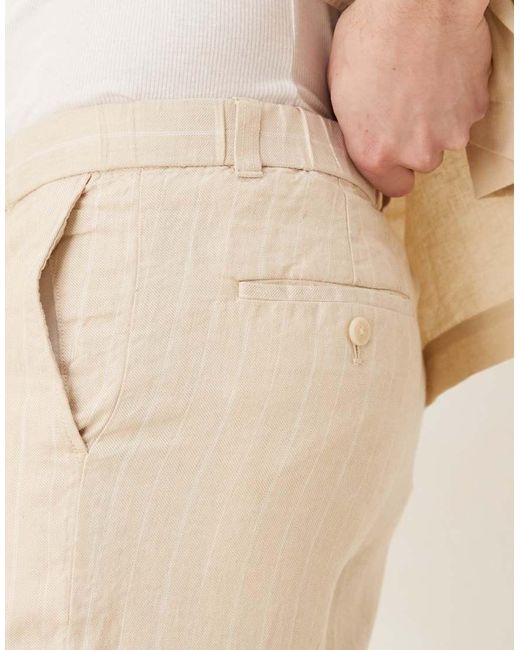 Pantalones A Rayas Holgados De Mezcla De Lino De -Neutro Mango de hombre de color Natural