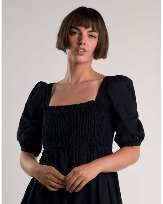 Glamorous Black Smocked Midi Dress