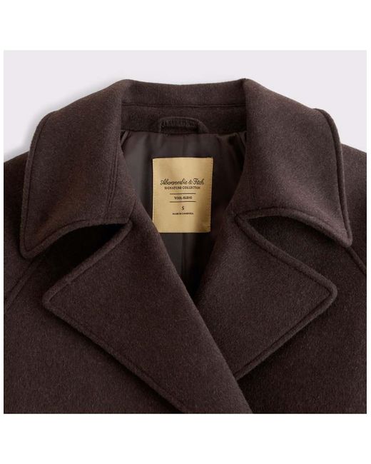 Abercrombie & Fitch Brown Carrie Short Wool-Blend Trench Coat