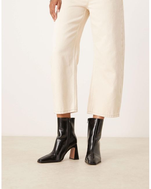 ASOS Natural Wide Fit Elodie Chisel Toe Heeled Boots